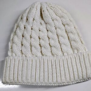 Cozy White Cable Knit Beanie Hat